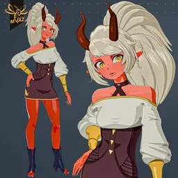 Anime Demon, Stylized Hell Girl - Rigged