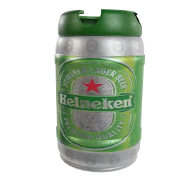 "3D model of a Heineken Keg for Blender 3D - realistic rendering for bar scenes, inspired by artists Steve Prescott and Jacob Koninck. Perfect for creating a hyper-realistic bar setting in your virtual world. "