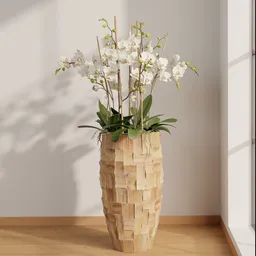 White Orchid Wooden Planter