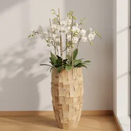 White Orchid Wooden Planter