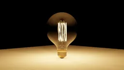 High-detail 3D-rendered E27 light bulb with intricate filament for Blender rendering, isolated on a dark backdrop.