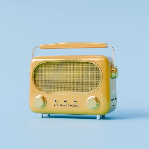 Vintage Yellow Retro Radio
