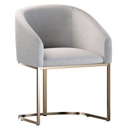 "EMERY BARRELBACK SLOPE Chair: A sleek and elegant chair with a metal frame and light gray upholstered seat, designed by RH. This high polygon 3D model was created using Blender 3D software, perfect for use in cocktail bar or professional settings."