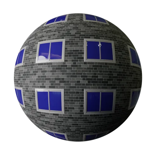 PBR material for Blender 3D with a stylized glass facade texture, ideal for architectural visualization.