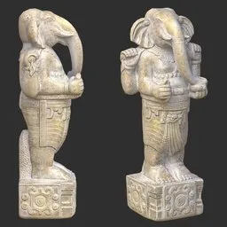 Standing Ganesha Statue Weathered Marble