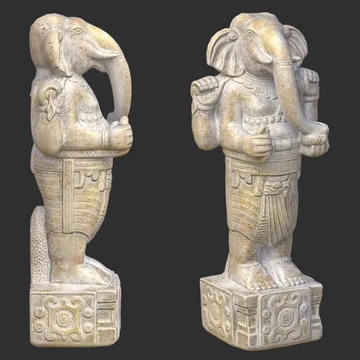 Standing Ganesha Statue Weathered Marble
