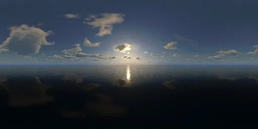 Cloudy over sea with sun HDR