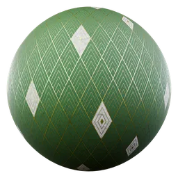 High-quality green and gold leaf pattern PBR material for Blender 3D with detailed textures.