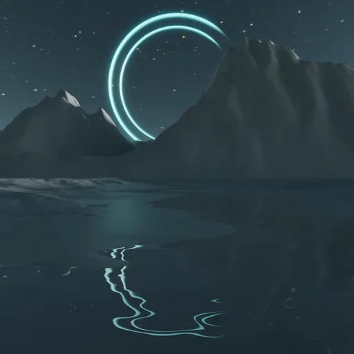 Ethereal Moon Over Dark Mountain Lake