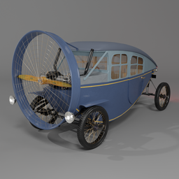 Detailed 1921 Leyat Helica H2 Blender 3D model, propeller-driven, historic two-seater vehicle.