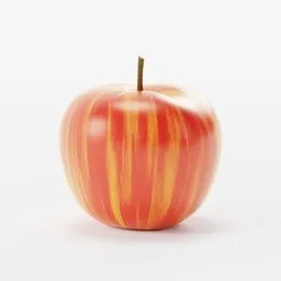 Realistic red and yellow striped apple 3D model for Blender rendering and animation.