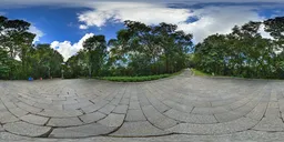 Stone brick square on a cloudy day
