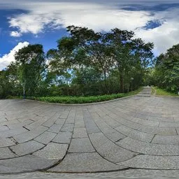Stone brick square on a cloudy day