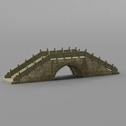 Detailed 3D rendering of an ancient-style stone bridge for Blender modeling.