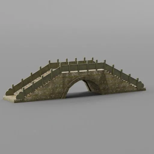 Detailed 3D rendering of an ancient-style stone bridge for Blender modeling.