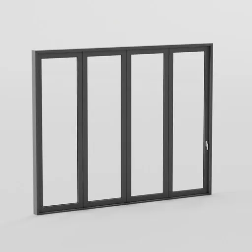 Adjustable bi-fold door 3D model in Blender, customizable size with a sleek, modern design.