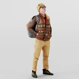 Curious Onlooker Young Man in Vest