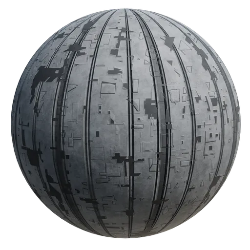 Detailed procedural sci-fi greeble texture for PBR material creation in Blender 3D, ideal for futuristic designs.