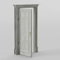 Realistic 3D model of a pine wooden door with detailed textures for Blender rendering.