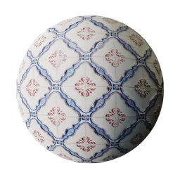 Blue Floral Diamond Tile