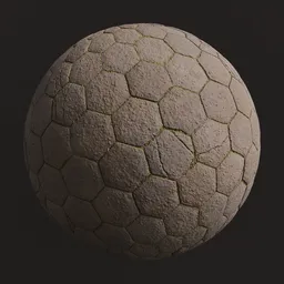 High-quality PBR 4K textured concrete hexagonal tiles for realistic rendering in Blender 3D and other 3D applications.
