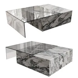 Minimalist 3D-rendered marble-textured coffee table, ideal for modern interiors, available for Blender.