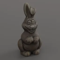 "3D model of a cute chocolate bunny in Blender 3D, perfect for sweets/dessert category. Highly detailed with toon shading and emissive lighting. Inspired by Joseph Keppler art."