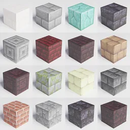 "Get creative with our collection of Minecraft Bricks 3D model for Blender 3D. Featuring different colors, ornamental edges, lava and fire textures, this pack is perfect for building your own Minecraft world. Easy to use with snapping and corner connections, these cube-shaped bricks are a must-have for any Minecraft enthusiast."