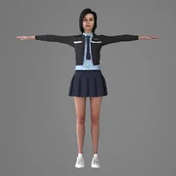 Woman Police Officer Uniform Rigged