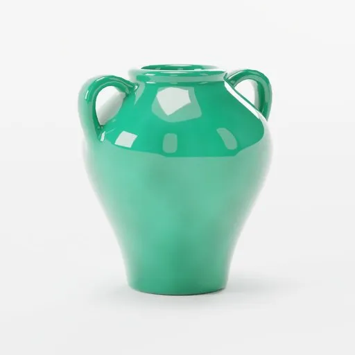 Green ceramic vase 3D model rendered in Blender, ideal for digital interior design decor.