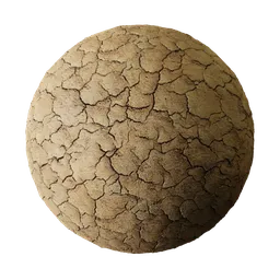 2K PBR cracked earth material texture for 3D modeling in Blender, tiling with displacement, suitable for various applications.