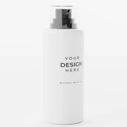 Detailed 3D model of white cosmetic bottle with dispenser, ready for Blender rendering.
