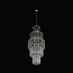 Tiered Glass Cylindrical Chandelier