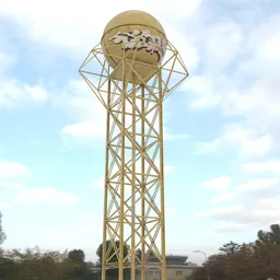 Water tower with graffiti