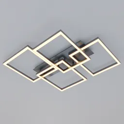 "Modern square-shaped ceiling lamp 3D model with warm lighting, ideal for architectural rendering in Blender."
