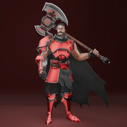Warrior Stylized Red - Rigged - Lowpoly