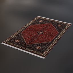 "Persian carpet (Abadeh) 3D model for Blender 3D: Highly detailed and realistic red rug with intricate patterns, perfect for architectural visualization projects. Customizable particle system for increased efficiency. Created in Blender 3D software."