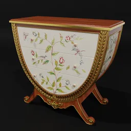 Rococo Dresser 3W with Golden Ornaments