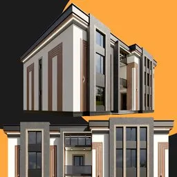 High-quality Blender 3D modern house model with clean geometric design and intentional asymmetry, showcasing contemporary architectural style.