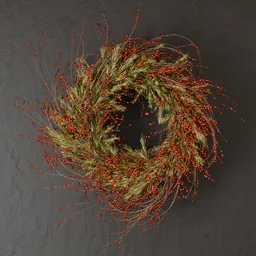 Wreath with red flower