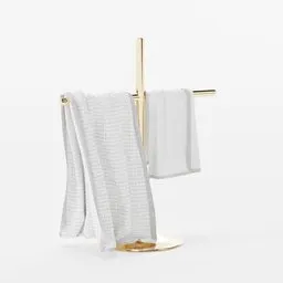 "Free-standing towel stand for two towels in bathrooms - Blender 3D model. Precise architectural rendering in the style of Britt Marling. Trending on Kickstarter and perfect for modern bathroom designs."