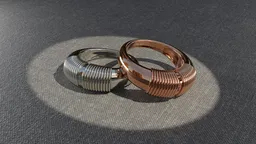 Copper & Titanium Curl Pattern Rings Set