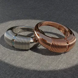 Copper & Titanium Curl Pattern Rings Set