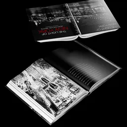 Detailed 3D open book model showcasing textured pages and photorealistic appearance, compatible with Blender.