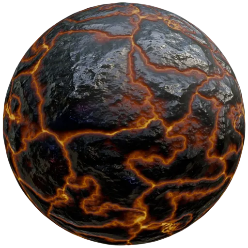 Red Lava Between Rocks