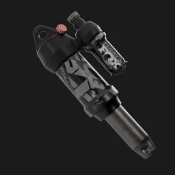 Detailed 3D rendering of a mountain bike rear shock, compatible with Blender for realistic visualization.