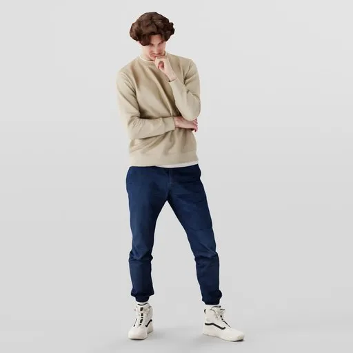 Tall young man in a contemplative pose
