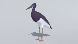 Detailed low poly 3D Abdim Stork for Blender CG visualizations, optimized for rendering and animation.