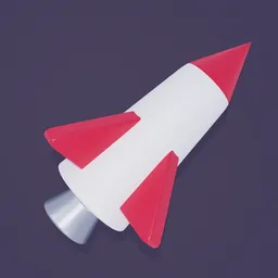 3D model of a stylized rocket in lowpoly design optimized for Blender rendering.
