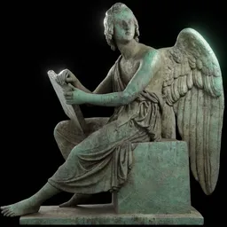 statue of Vs Angel with book